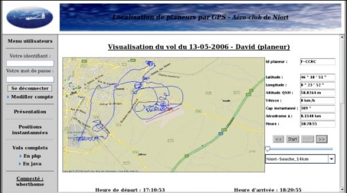 trackinggpsplaneurcarteweb Ihm de suivi d'un vol en PHP/Java